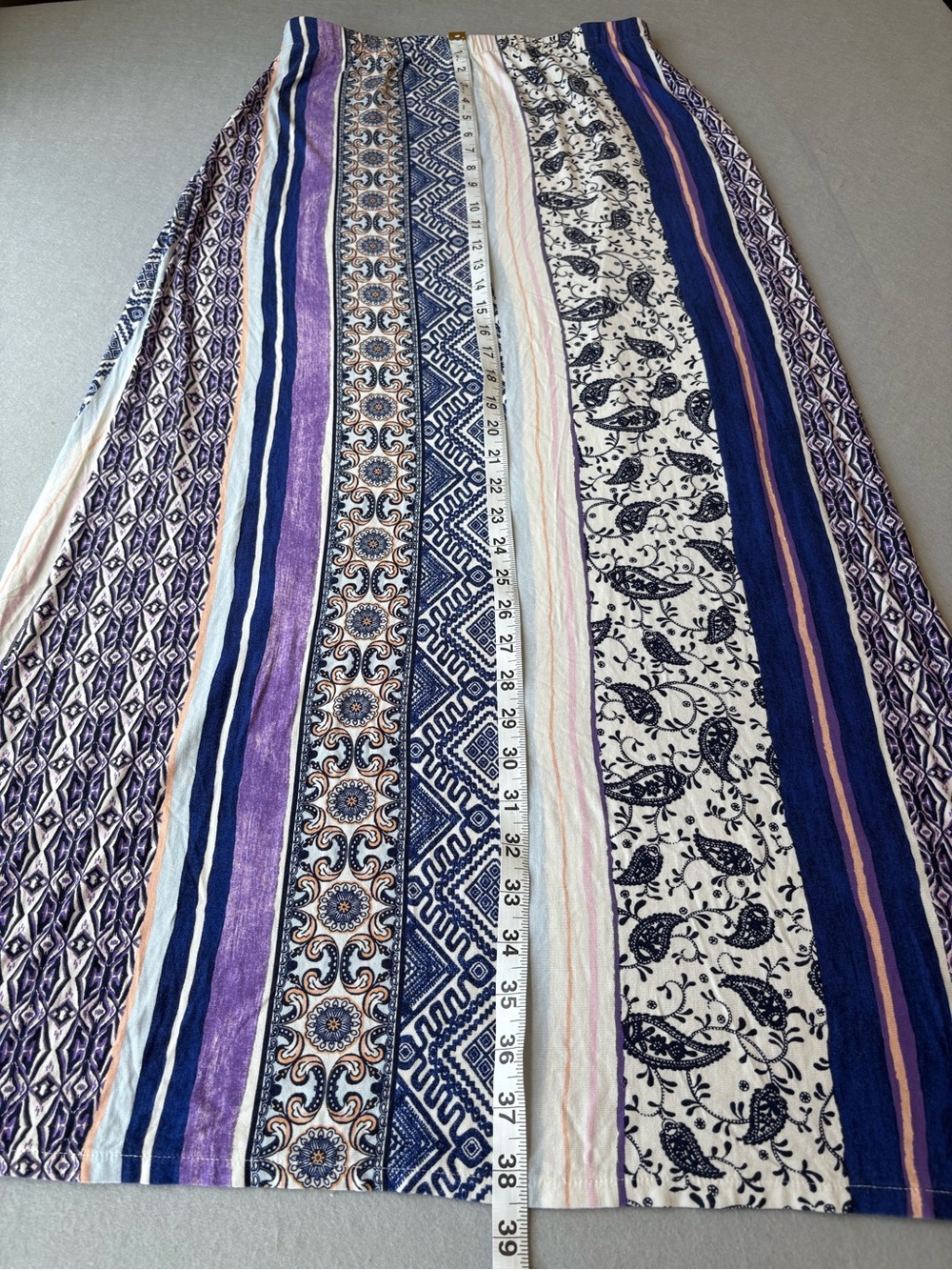 Chico's Maxi Skirt Vertical Geometric Stripes Elastic Waist Sz 4/6 (Chicos Sz 0) - Picture 2 of 7